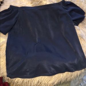 Navy blue short sleeve off the shoulder top